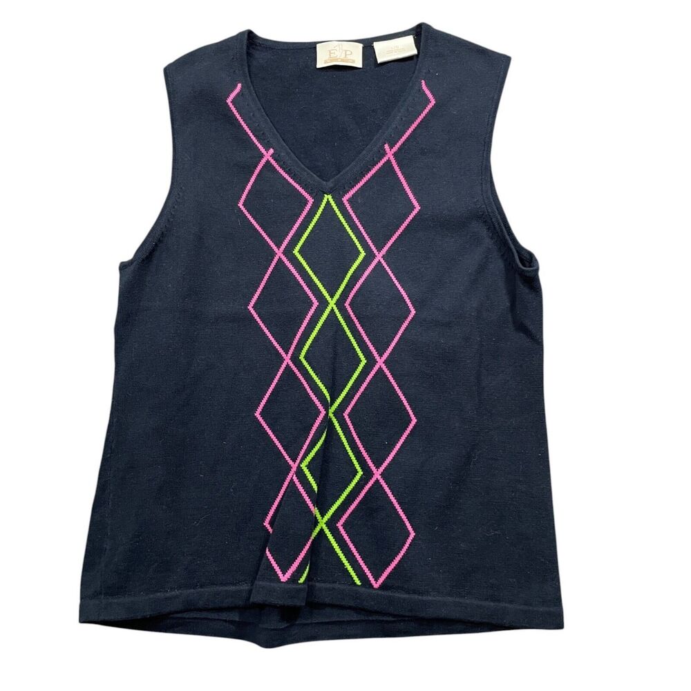 EP Pro Large Navy Argile Sleeveless Sweater 100% Cotton Golf‎ Tennis